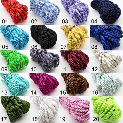 PAMIR TONG 5mm 3 Braided Cord Thread Decorative Twisted Satin Polyester Twine Cord Rope String Thread Shiny Cord Choker Thread DIY Cord Jewelry Findings GD20SC150 (20 Bundles Multi-Color) in Saudi Arabia