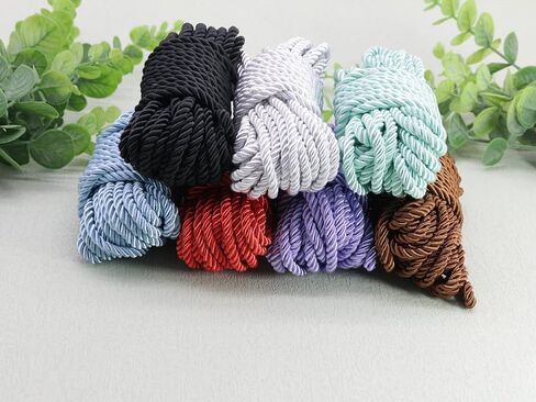 PAMIR TONG 5mm 3 Braided Cord Thread Decorative Twisted Satin Polyester Twine Cord Rope String Thread Shiny Cord Choker Thread DIY Cord Jewelry Findings GD20SC150 (20 Bundles Multi-Color) in Saudi Arabia