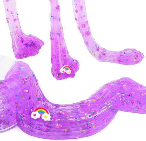 Clear Slime Kit 6 Pack, Premade Crunchy Slime Set DIY Birthday Slime Party Favors for Girls Boys 10-12, Non Sticky Jelly Cube Slime Cute Charms, Peach Cake Avocado Pineapple Crystal Clear Slime Kit in Kuwait