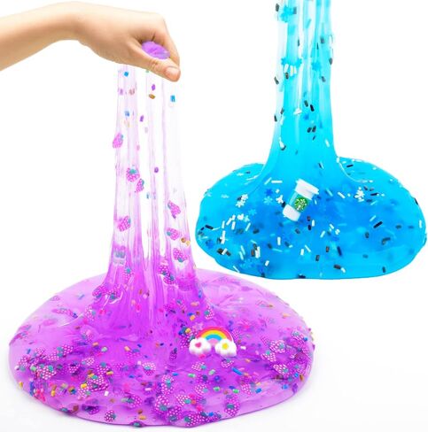 Clear Slime Kit 6 Pack, Premade Crunchy Slime Set DIY Birthday Slime Party Favors for Girls Boys 10-12, Non Sticky Jelly Cube Slime Cute Charms, Peach Cake Avocado Pineapple Crystal Clear Slime Kit in Kuwait