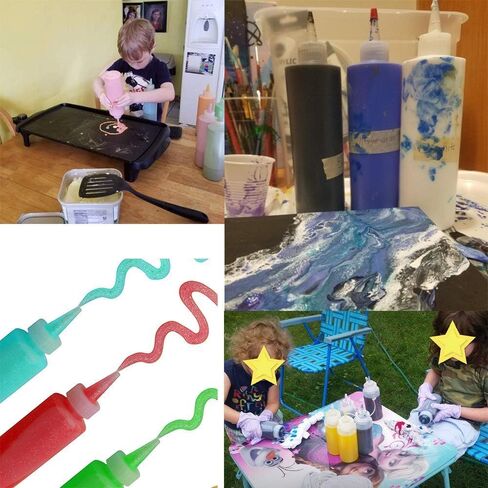 PH PandaHall 6oz 8 عبوات من زجاجات الضغط البلاستيكية مع قبعات ذات أطراف حمراء، زجاجة رش ناعمة، زجاجة فارغة قابلة لإعادة الملء لطلاء درجة الحرارة، طلاء الأكريليك، الحرف الفنية، وصلصات الغراء، صابون الأطباق، الشامبو in Kuwait