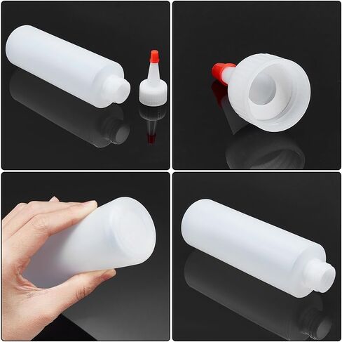 PH PandaHall 6oz 8 عبوات من زجاجات الضغط البلاستيكية مع قبعات ذات أطراف حمراء، زجاجة رش ناعمة، زجاجة فارغة قابلة لإعادة الملء لطلاء درجة الحرارة، طلاء الأكريليك، الحرف الفنية، وصلصات الغراء، صابون الأطباق، الشامبو in Kuwait