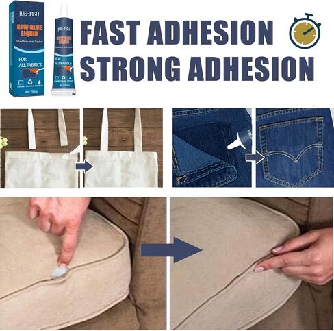 Nynelly سريع الجفاف خياطة النسيج الغراء السائل الترابط السريع تعزيز النسيج لاصق الغراء لبقع النسيج الانصهار الدائم، إصلاح سريع للملابس الجينز الفانيلا الدنيم الجلود البوليستر إصلاح الدمية in Kuwait
