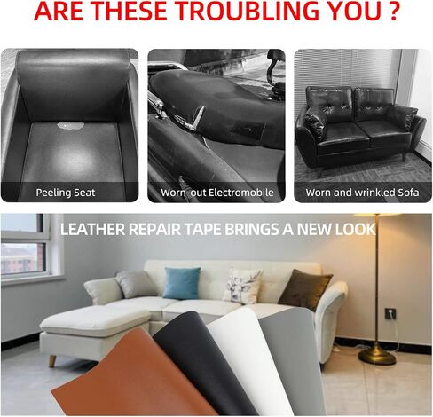 MILEQEE رقعة إصلاح جلدية كبيرة جدًا، 54 بوصة × 19.7 بوصة، شريط إصلاح جلدي ذاتي اللصق، طقم إصلاح النسيج للأثاث، والأرائك والأرائك الفينيل، ومقاعد سائق قارب السيارة، وكراسي المكتب، بني داكن in Kuwait