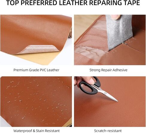MILEQEE رقعة إصلاح جلدية كبيرة جدًا، 54 بوصة × 19.7 بوصة، شريط إصلاح جلدي ذاتي اللصق، طقم إصلاح النسيج للأثاث، والأرائك والأرائك الفينيل، ومقاعد سائق قارب السيارة، وكراسي المكتب، بني داكن in Kuwait