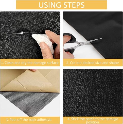 Leather Repair Tape Patch, Black, 15 x 78 inch Self-Adhesive Leather Repair Patch Cuttable for Furniture, Sofa, Seat Backrest, Car Interior, Bags, Vinyl Repair Patch Kit in Kuwait