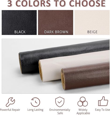 Leather Repair Tape Patch, Black, 15 x 78 inch Self-Adhesive Leather Repair Patch Cuttable for Furniture, Sofa, Seat Backrest, Car Interior, Bags, Vinyl Repair Patch Kit in Saudi Arabia