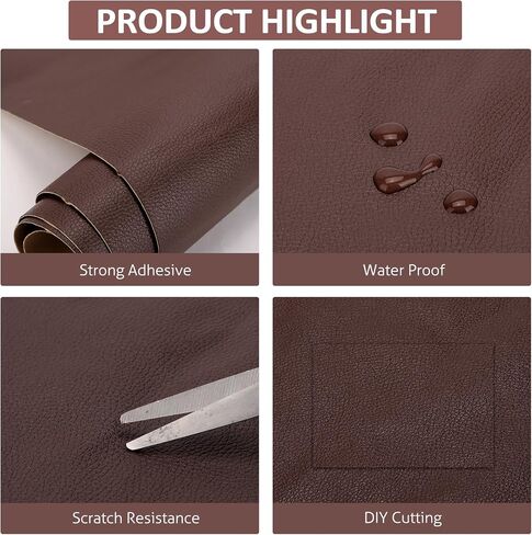 Leather Repair Tape Patch, Black, 15 x 78 inch Self-Adhesive Leather Repair Patch Cuttable for Furniture, Sofa, Seat Backrest, Car Interior, Bags, Vinyl Repair Patch Kit in Saudi Arabia