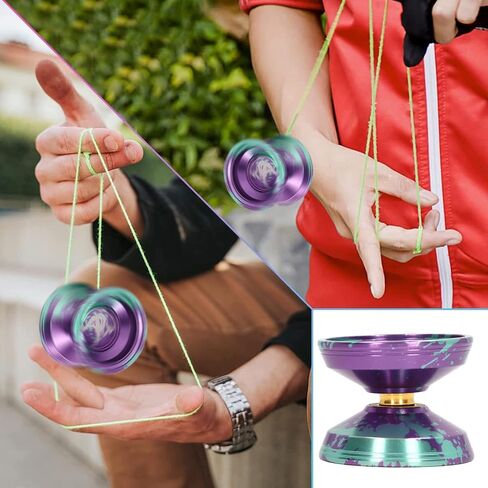 Yoyo Ball, Aluminum Alloy Unresponsive Professional Yoyo Ball Toy with String Glove for Children Adult Birthday Gift(Green) Yoyo Professional in Saudi Arabia