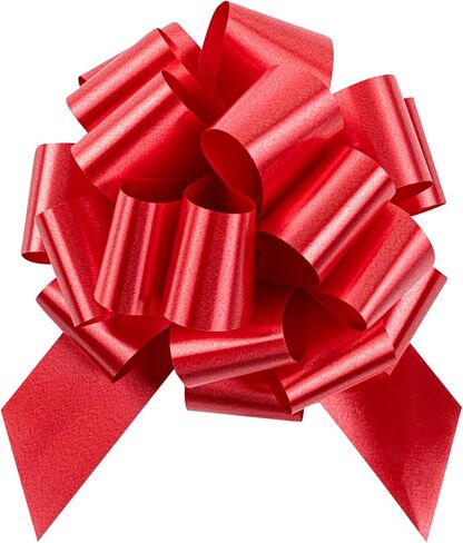 Gift Tek 5.5 Inch Ribbon Pull Bows, 10 Satin Pull Bows - 20 Loops, Instant, Red Plastic Flower Bows for Gifts, Large, Instant Bows, for Wedding Gift Baskets, Wraps - Restaurantware in Saudi Arabia