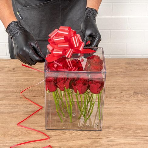Gift Tek 5.5 Inch Ribbon Pull Bows, 10 Satin Pull Bows - 20 Loops, Instant, Red Plastic Flower Bows for Gifts, Large, Instant Bows, for Wedding Gift Baskets, Wraps - Restaurantware in Saudi Arabia
