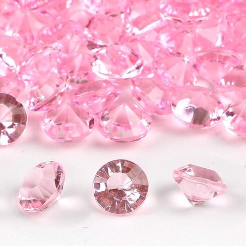 OUTUXED 1500pcs Pink Diamonds 0.3"(8mm) Crystal Gems Plastic Decor Vases Filler Light Crystal Clear Diamond for Halloween Party Decoration Table Scattering Wedding Bridal Shower in Kuwait