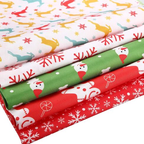 10 Pieces 50 x 50 cm/ 19.68 x 19.68 Inch Christmas Fabric Squares Quilting Fabric Patchwork Precut Fabric Christmas Snowflake Print Red Green Fabric for DIY Quilting Xmas Sewing Crafting in Saudi Arabia