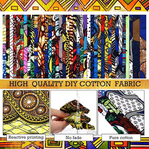 Mixweer 40 Pcs African Cotton Fabric Square No Repeat Quilting Fabrics Bundles African Wax Fabric Cotton Ankara Fat Quarters for DIY Sewing Cloths Handmade Accessories(10 x 10 Inch) in Saudi Arabia