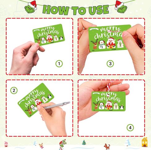 Christmas Gift Tags 120 Pcs Christmas Tags Cotton String and Twine String Christmas Tags for Gifts for DIY Christmas Decoration in Kuwait