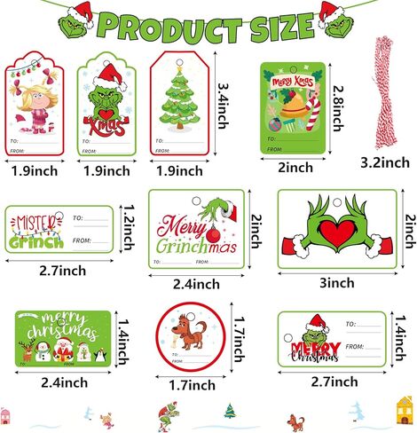 Christmas Gift Tags 120 Pcs Christmas Tags Cotton String and Twine String Christmas Tags for Gifts for DIY Christmas Decoration in Kuwait