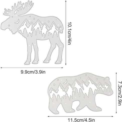 SRIZIAN قطعتان من قوالب القطع المعدنية لصنع البطاقات، الدب القطبي ووحيد القرن DIY الحرفية من الفولاذ الكربوني قالب النقش قطع القالب لصنع البطاقات، ألبوم الصور، ديكور عيد الميلاد in Kuwait