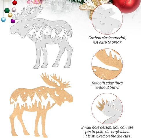 SRIZIAN قطعتان من قوالب القطع المعدنية لصنع البطاقات، الدب القطبي ووحيد القرن DIY الحرفية من الفولاذ الكربوني قالب النقش قطع القالب لصنع البطاقات، ألبوم الصور، ديكور عيد الميلاد in Kuwait