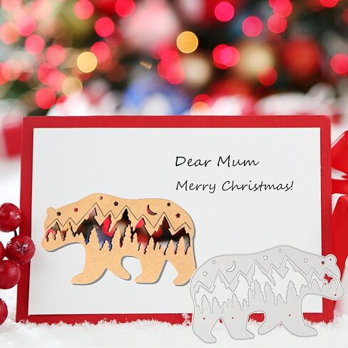 SRIZIAN قطعتان من قوالب القطع المعدنية لصنع البطاقات، الدب القطبي ووحيد القرن DIY الحرفية من الفولاذ الكربوني قالب النقش قطع القالب لصنع البطاقات، ألبوم الصور، ديكور عيد الميلاد in Kuwait