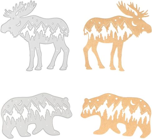 SRIZIAN قطعتان من قوالب القطع المعدنية لصنع البطاقات، الدب القطبي ووحيد القرن DIY الحرفية من الفولاذ الكربوني قالب النقش قطع القالب لصنع البطاقات، ألبوم الصور، ديكور عيد الميلاد in Kuwait