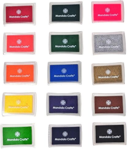 Mandala Crafts Washable Ink Pads Washable Stamp Pads - Assorted Colors Craft Ink Pad Stamp Pad Kit - Stamp Pads for Rubber Stamps Stamping Crafts 15 Sets in Saudi Arabia