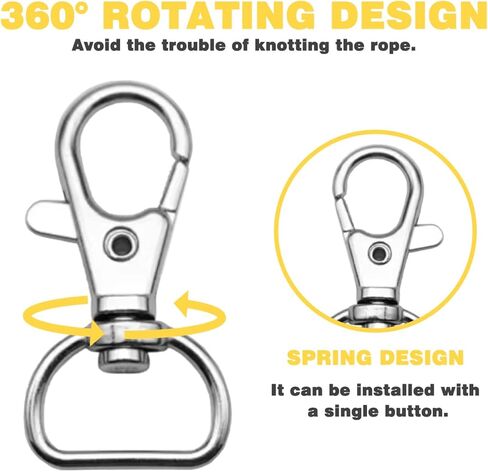 DANGLING 20PCS Swivel Clasps Lanyard Snap Hooks, Keychain Hooks Clips D Ring, Clasp Hardware Lobster Claw for Crafts and Purse (Silver, 1 inch) (C-02) in Kuwait