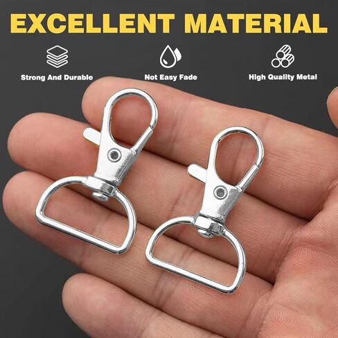 DANGLING 20PCS Swivel Clasps Lanyard Snap Hooks, Keychain Hooks Clips D Ring, Clasp Hardware Lobster Claw for Crafts and Purse (Silver, 1 inch) (C-02) in Kuwait