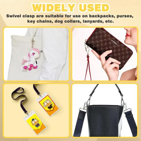 DANGLING 20PCS Swivel Clasps Lanyard Snap Hooks, Keychain Hooks Clips D Ring, Clasp Hardware Lobster Claw for Crafts and Purse (Silver, 1 inch) (C-02) in Kuwait