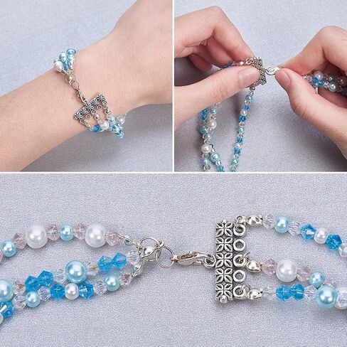 PH PandaHall 120pcs Necklace Connector, 3 Color Rectangle Multi Strand Bracelet Layer Clasp Pendant Bails Chandelier Drop Earrings Chains Tags Charms with 3 Hole in Kuwait