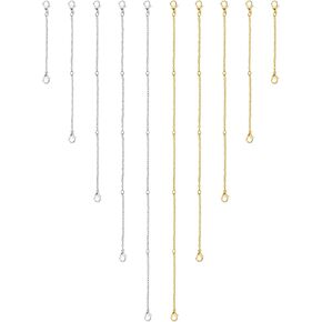 10pcs Necklace Extender Chains, 5 Sizes Necklace Extenders with Double Lobster Clasp Alloy Extender Chains Set for Jewelry Necklace Bracelet Anklet (5 Gold, 5 Silver)