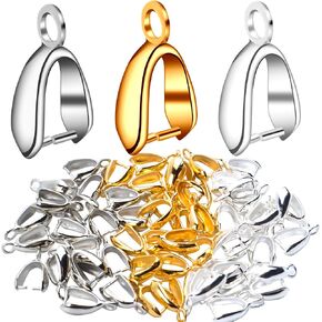 Aylifu 60pcs Pinch Clip Clasp Bead Bail Pendant Connector Metal Jewelry Making Supplies,14x8mm,Bright Silver in Kuwait