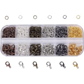 CROFOYO 6 Colors 930 pcs Jewelry Findings Kit Nickel-Free with 12mm Lobster Clasps and 5mm Open Jump Rings for DIY Craft Necklace Bracelet Jewelry Making in Saudi Arabia