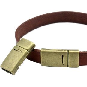 10 Pieces 10mm Flat Magnetic Clasps and Closure for Bracelet Making 10x2mm Hole Leather Strip Glue in Antique Bronze in Kuwait