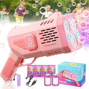 مدفع رشاش الفقاعات: مسدس فقاعات مع أضواء ملونة/محلول فقاعات، منفاخ مسدس فقاعات للبالغين والأطفال، آلة فقاعات قاذفة صواريخ، لعبة صيفية هدية لحفلات أعياد الميلاد وحفلات الزفاف في الأماكن المغلقة in Kuwait