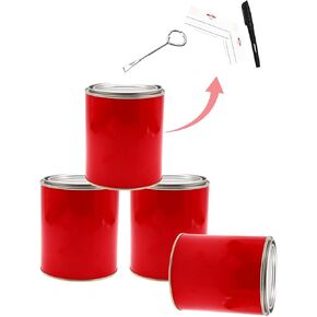 Empty Metal Quart Paint Cans with Lids Paint Storage Containers Unlined Multipurpose for Art, Crafts DIY Free Can Open, Marker & Labels (4 Black)