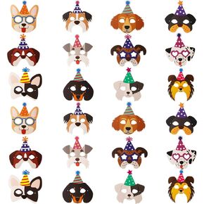 Tudona 24 Packs Dog Birthday Masks Party Favors for Kids-Dog Puppy Theme Birthday Party Supplies Puppy Cosplay Mask Paper Mask Baby ShowerPhoto Booth Prop Decoration(12 Styles) in Kuwait