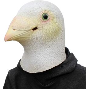 AQKILO® قناع حمامة بيضاء للطيور من اللاتكس، أقنعة واقعية لرأس كامل، فستان فاخر لحفلات الهالوين الكرنفالية in Kuwait
