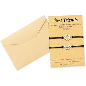 Dcfywl731 Best Friends Bracelet Friendship Bracelets for Girls Black Adjustable Matching Distance Heart Bracelets Friendship Gifts