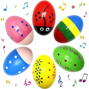 Wooden Musical Egg Easter Egg Shakers Maracas for Baby Kids Instrument Early Learning Toys in Saudi Arabia