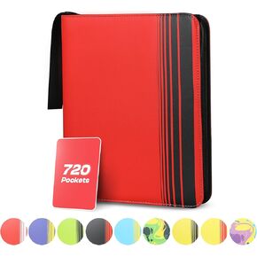 حافظة بطاقات تجارية ذات 9 جيوب بأكمام - تحمل مجموعة 720 بطاقة، ألبوم بطاقات تحميل علوي من Stationeriex مع سحاب إغلاق، هدايا للأطفال والمراهقين in Kuwait