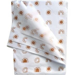 Sunshine Boho Rainbow Tissue Paper for Packaging Small Business (25 Pack) Boho Wrapping Paper Printed Pastel Tissue Paper Bulk - Orange Tissue Paper for Gift Bags Here Comes the Son Baby Shower