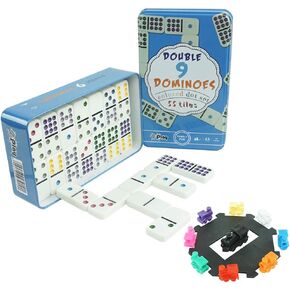 PUREPLAY Classic Double 9 Color Dot Dominoes Game Set,55 Pieces Dominoes Tiles with Tin Box,Double 9 Dominoes for Adults, Family Game Nights,Friends Gathering,Party Favors,Travel in Kuwait