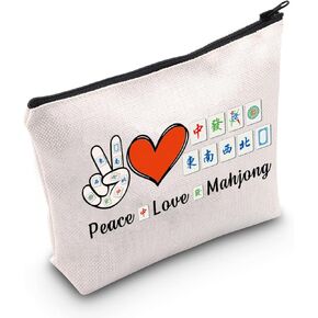 MNIGIU Funny Mahjong Bag Mahjong Lover Gift Peace Love Mahjong Board Game Fan Gift Lucky Mahjong Gift