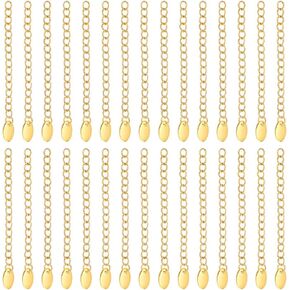 UNICRAFTALE About 30pcs 60mm Golden Chain Extension Necklace Extension Chain with Heart Charms Stainless Steel Chain Extender for Jewelry Making Supplies