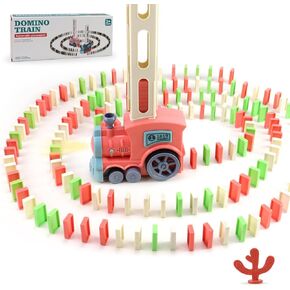 Domino Train Set Toy, Kids Automatic Domino Train Toy with Lights and Sound, Auto Building and Stacking Toy Blocks Set, 200 PCS Domino Blocks Set Toy, Christmas Birthday Gifts for Age 3-7 Boys Girls in Kuwait