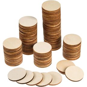 300 Pieces 1 Inch Unfinished Round Wood Slices Round Wooden Discs Wood Circles for Crafts Wood Blanks Round Cutouts Ornaments Slices for DIY Art Crafts Christmas Decorations