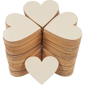 Hion Wood Hearts for Crafts, 100 Pcs 1.57 inch - Ideal Wedding Table Scatter Rustic Decorations - Perfect for DIY Crafts, Reception Decor, Home Decor