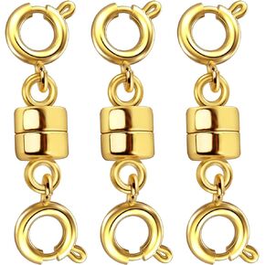 Dailyacc Magnetic Necklace Clasps and Closures, Double Open Bracelet Extender for Jewelry Converters Clasp (14k Gold, Silver)