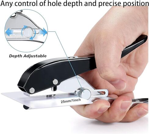 ثقب واحد، ثقب واحد 1/4 بوصة، ثقب واحد عالي التحمل للورق والحرف اليدوية من الورق المقوى البلاستيكي، للأطفال والكبار (8 مم أسود) in Kuwait