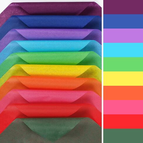 Simetufy 60 Sheets Tissue Paper for Gift Bags, 10 Bold Colored Tissue Paper for Crafts, Art Tissue Paper Bulk, Gift Tissue Paper 20 x 20 Inch in Saudi Arabia
